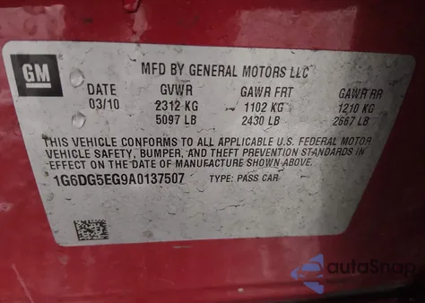 2010 Cadillac Cts Luxury from USA, damaged, VIN 1G6DG5EG9A0137507